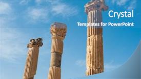  Presentation with greek columns - Slide set consisting of ancient greek city of ephesus background and a teal colored foreground