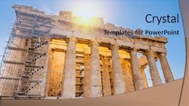  Presentation with ancient greek - Slide deck having ancient greek monument - parthenon in acropolis athens greece background and a light blue colored foreground