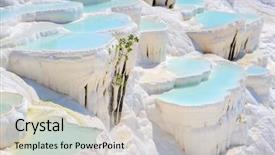  Presentation with blue water lily - Slide deck featuring ancient hierapolis now pamukkale turkey background and a soft green colored foreground