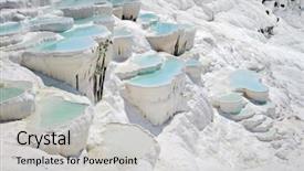  Presentation with water pool in river cave - Colorful slide set enhanced with ancient hierapolis now pamukkale turkey backdrop and a light gray colored foreground