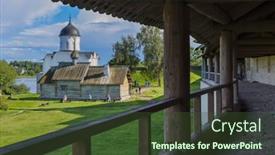  Presentation with ancient village - Presentation theme enhanced with ancient-historical-old-ladoga-fortress background and a tawny brown colored foreground