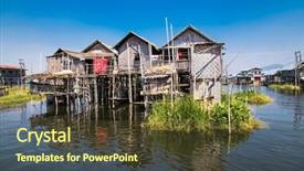  Presentation with reflection - Slide set enhanced with water on the inle lake background and a tawny brown colored foreground