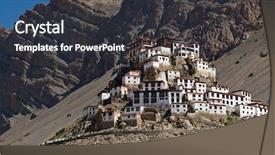  Presentation with monastery - Cool new slide deck with ancient india - ki monastery in himalayas mountain backdrop and a dark gray colored foreground
