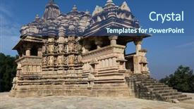  Presentation with ancient temples - Beautiful presentation theme featuring ancient buildings - temples at khajuraho india backdrop and a ocean colored foreground
