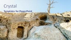  Presentation with indian monument - Theme with ancient-indian-dwelling-at-tsankawi background and a sky blue colored foreground