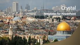  Presentation with conflict - Slides having israel palestine conflict - magnificent panorama of jerusalem dome background and a gray colored foreground