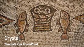  Presentation with mosaic - Beautiful slide set featuring christian art - tabgha mosaic the church backdrop and a coral colored foreground