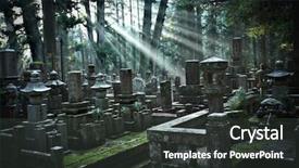  Presentation with ancient japan - Theme consisting of ancient japan - okunoin cemetery at mount koya background and a dark gray colored foreground