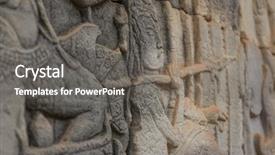  Presentation with krishna - Presentation design featuring ancient khmer carving of krishna background and a gray colored foreground