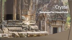  Presentation with krishna - Presentation theme consisting of ancient khmer carving of krishna background and a gray colored foreground