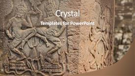  Presentation with cambodia - Audience pleasing PPT theme consisting of ancient khmer carving of krishna backdrop and a coral colored foreground