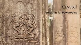  Presentation with krishna - Beautiful PPT theme featuring ancient khmer carving of krishna backdrop and a coral colored foreground