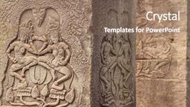  Presentation with krishna - Slide set with ancient khmer carving of krishna background and a coral colored foreground