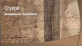  Presentation with khmer - Audience pleasing theme consisting of ancient khmer carving of krishna backdrop and a violet colored foreground