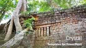  Presentation with ancient civilization - PPT layouts with ancient-khmer-civilization-ruins background and a coral colored foreground