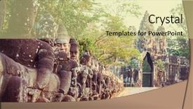  Presentation with civilization - Audience pleasing theme consisting of ancient khmer civilization ruins backdrop and a blonde colored foreground