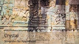  Presentation with khmer - PPT layouts having ancient khmer stone carving background and a coral colored foreground