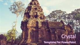  Presentation with khmer - Beautiful presentation design featuring ancient khmer temple koh ker backdrop and a tawny brown colored foreground