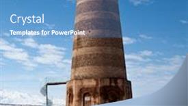  Presentation with tower - PPT layouts featuring kazakhstan - ancient kyrgyz burana tower background and a teal colored foreground