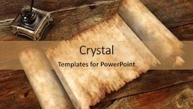  Presentation with parchment - Presentation theme enhanced with ancient letter - roll of parchment ink pot background and a yellow colored foreground