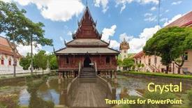  Presentation with ancient - PPT theme enhanced with ancient-library-of-wat-thung background and a tawny brown colored foreground