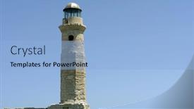  Presentation with crete island - Presentation theme with ancient lighthouse of rethymnon port in the island of crete greece background and a light blue colored foreground