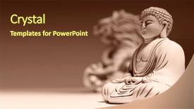  Presentation with buddha - Presentation consisting of ancient little buddha statue religion background and a tawny brown colored foreground