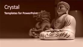  Presentation with buddha - Audience pleasing presentation consisting of ancient little buddha statue religion backdrop and a wine colored foreground