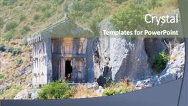  Presentation with ancient civilisation - PPT theme featuring ancient lycian necropolis with tomb background and a seafoam green colored foreground