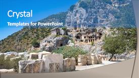  Presentation with ancient - Amazing slide set having ancient lycian necropolis with tomb backdrop and a teal colored foreground