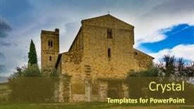  Presentation with rural tourism concept - Amazing slides having ancient-magnificent-abbey-of-san backdrop and a tawny brown colored foreground