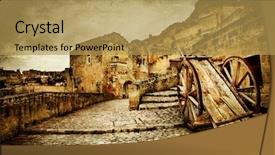  Presentation with artistic artist art brush - Presentation design featuring ancient matera - italy artistic toned background and a yellow colored foreground