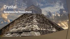  Presentation with mayan - PPT theme with ancient mayan pyramid kukulcan temple background and a gray colored foreground