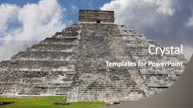  Presentation with mayan - Colorful presentation design enhanced with ancient mayan pyramid kukulcan temple backdrop and a  colored foreground