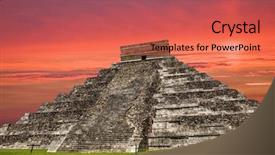  Presentation with mayan - Slide set consisting of ancient mayan pyramid kukulcan temple background and a red colored foreground