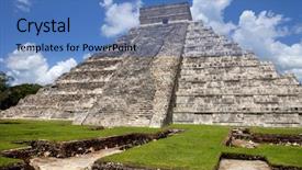  Presentation with mayan - Presentation theme consisting of ancient mayan pyramid kukulcan temple background and a teal colored foreground