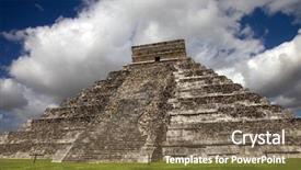  Presentation with mayan - Cool new PPT theme with decorative wooden alphabet digit four symbol - 4 3d rendering illustration isolated on white background backdrop and a light gray colored foreground.