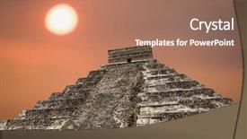  Presentation with mayan - Theme having ancient mayan pyramid kukulcan temple background and a coral colored foreground