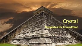  Presentation with mayan - Colorful presentation theme enhanced with ancient mayan pyramid kukulcan temple backdrop and a tawny brown colored foreground