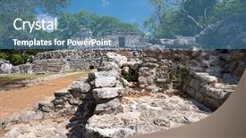  Presentation with mayan - Slide set having ancient mayan ruins background and a teal colored foreground