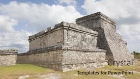  Presentation with mayan - PPT layouts enhanced with ancient-mayan-temple-of-tulum background and a coral colored foreground