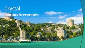  Presentation with 15th century - Slides enhanced with ancient-medieval-castle-rumeli-hisari background and a teal colored foreground