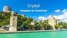  Presentation with 15th century - PPT theme consisting of ancient-medieval-castle-rumeli-hisari background and a teal colored foreground