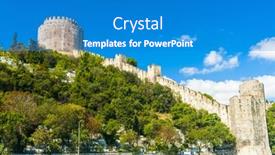  Presentation with 15th century - Audience pleasing presentation consisting of ancient-medieval-castle-rumeli-hisari backdrop and a teal colored foreground