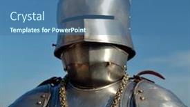  Presentation with armor - Cool new PPT layouts with ancient medieval knight metal armor backdrop and a ocean colored foreground
