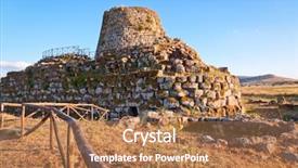  Presentation with ancient civilisation - Slide deck with ancient megalithic nuraghe santu antine background and a coral colored foreground