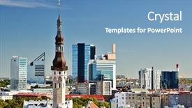  Presentation with middle east - Theme enhanced with ancient middle east - skyline of tallinn estonia background and a teal colored foreground