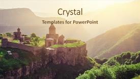  Presentation with monastery - Theme consisting of ancient monastery in setting sun background and a cream colored foreground