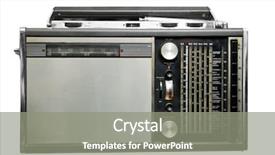  Presentation with old fashioned black and white - Presentation design enhanced with ancient music - old radio isolated on white background and a gray colored foreground