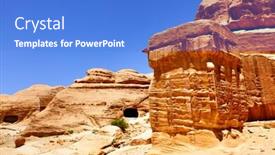 Presentation with constructions - Colorful PPT theme enhanced with ancient nabataean constructions at petra backdrop and a teal colored foreground